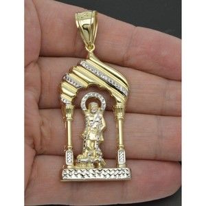 Real 10k Yellow Gold 3D Saint Lazarus Jesus Pendant almost 2.30" 5gr